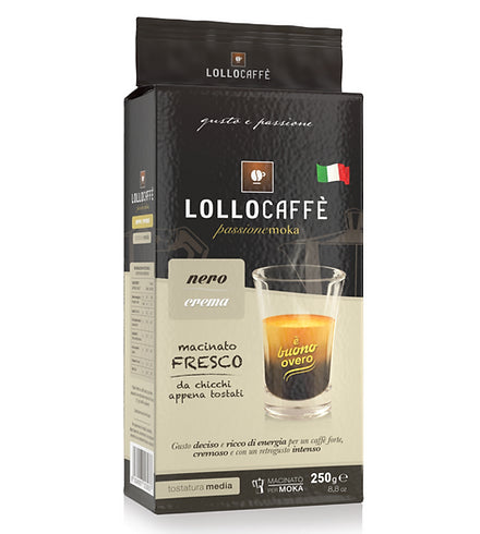 250 gr Caffè Macinato Lollo Miscela Nero Crema