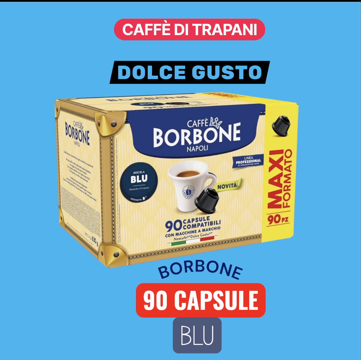 90 Capsule | BORBONE | Miscela NERA▪️|  Compatibili Dolce Gusto | *nuovo formato*